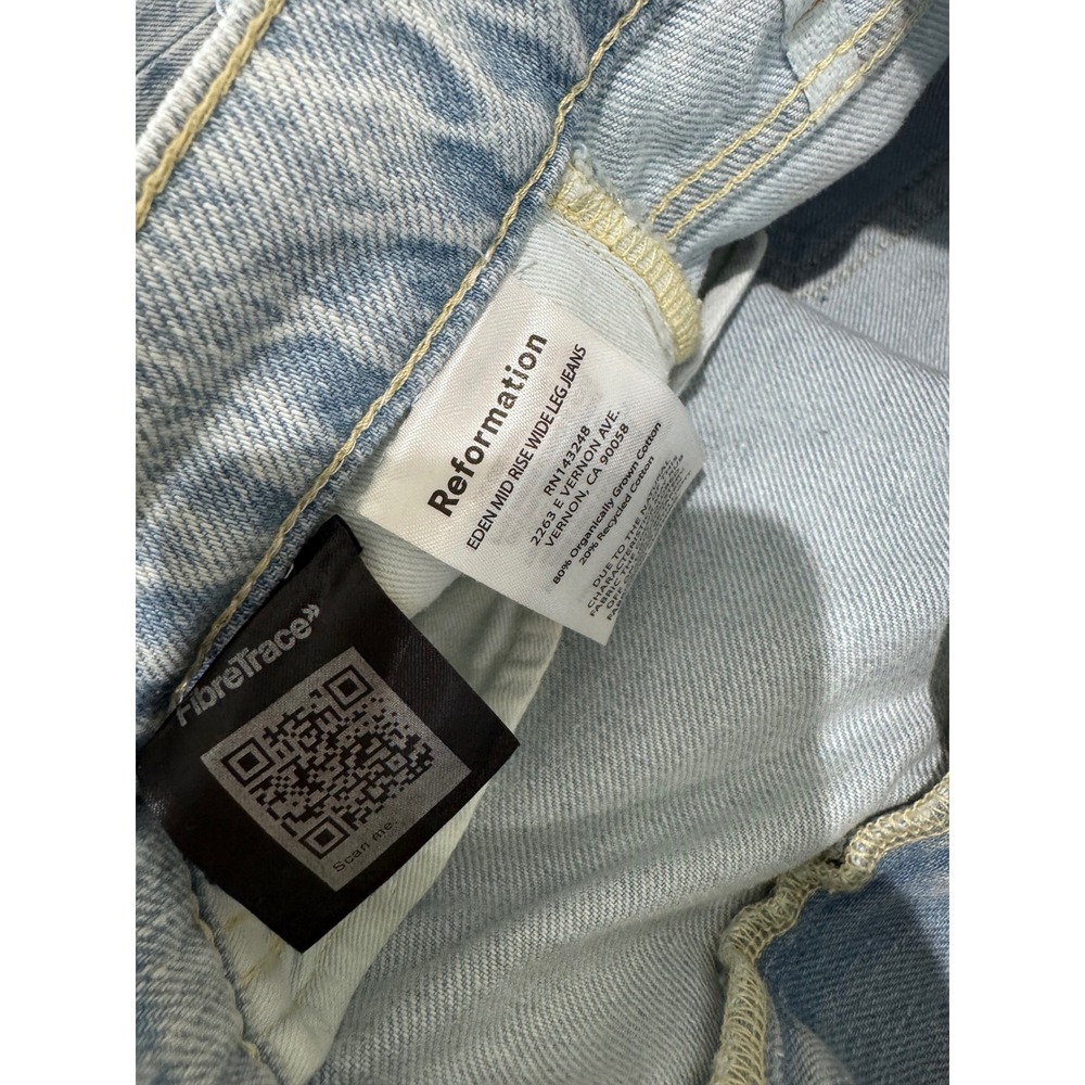 NWOT Reformation Eden Mid rise‎ Wide Leg Jeans 25 Light Wash Denim Minimalist - Picture 11 of 15